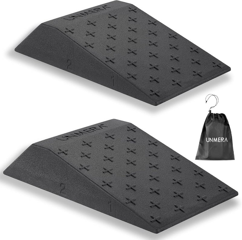 UNMERA Squat Wedge Block 2PCS Non Slip Professional Ramp, Platform for Heel Elevated Squats and Calf Raises - Image 1